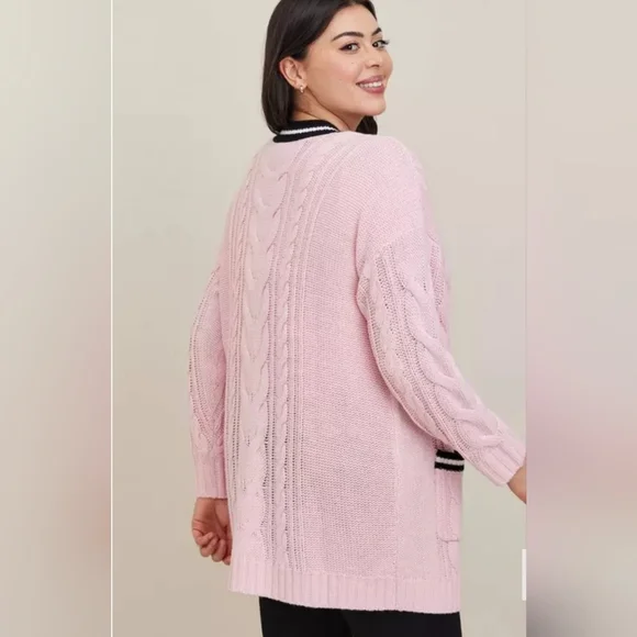 Torrid Cable Knit Boyfriend Cardigan V-Neck Sweater - Picture 4 of 5